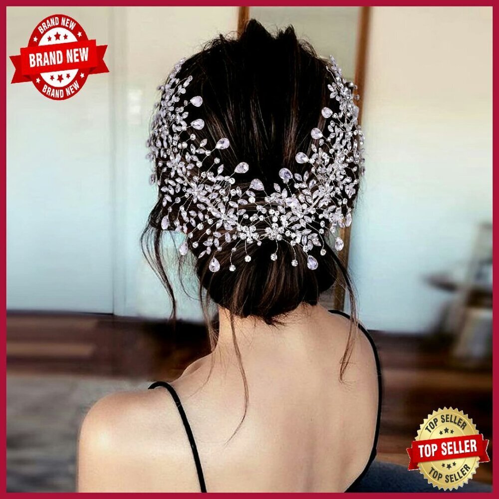 Silver Rhinestone Wedding Tiara Bridal Hair Comb Accessory